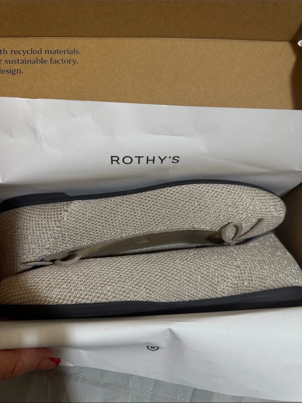 Rothy's Metallic Gold Knit Ballet Flats with Bow
